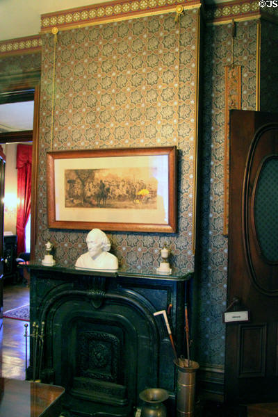 Fireplace in library at Hower House. Akron, OH.