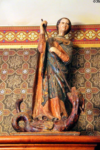 Wood statue (15thC) depiction of St Michael the archangel (probably Spanish) at Hower House. Akron, OH.