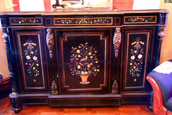 French mahogany sideboard with ormolu trim & semi-precious stones at Hower House. Akron, OH.