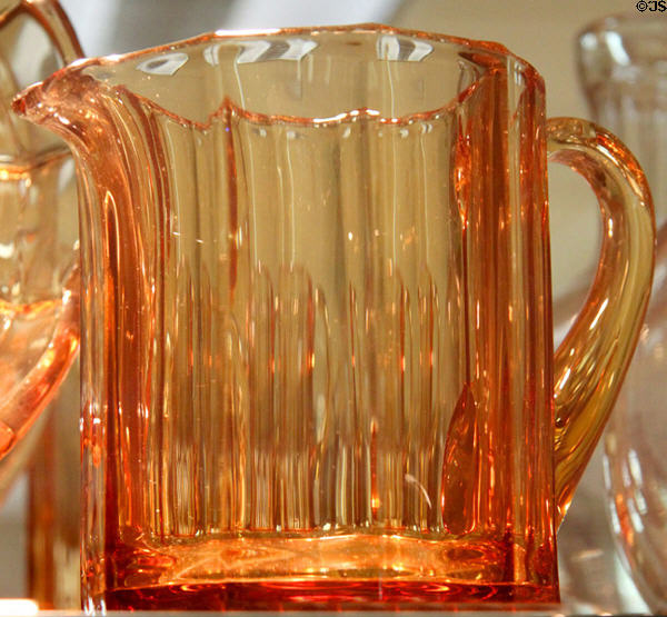 Flat Panel amber jug at National Heisey Glass Museum. Newark, OH.