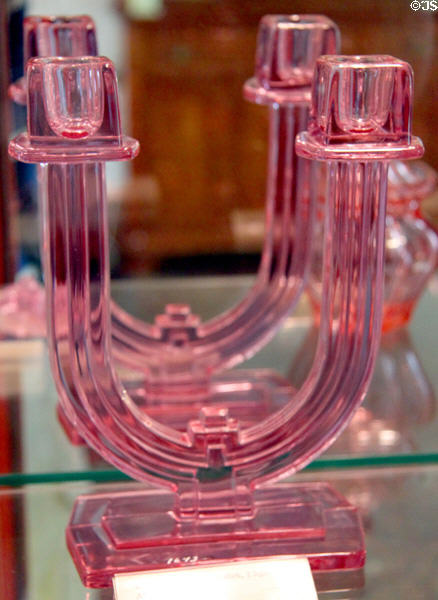 New Era Candlestick in Alexandrite color at National Heisey Glass Museum. Newark, OH.