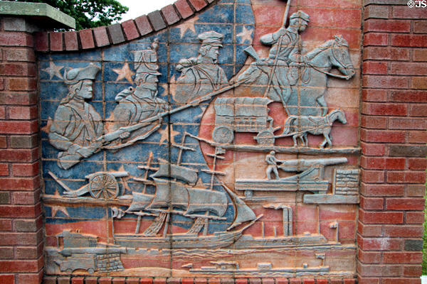 Ceramic relief of American military history in Newark's Veterans Park. Newark, OH.