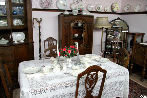 Dining room recreation with China collection at Degenhart Paperweight & Glass Museum. Cambridge, OH.
