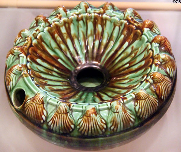 Shell pattern spittoon with majolica-type glaze (c1865-70) at Museum of Ceramics. East Liverpool, OH.