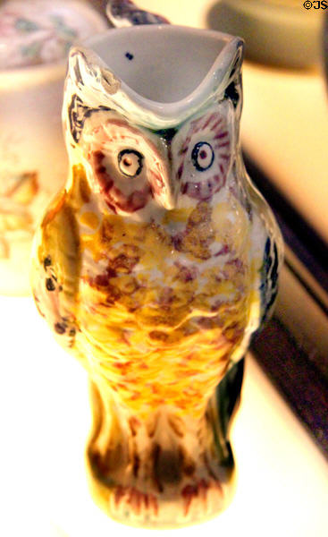 Owl jug marked Morley & Co., Majolica Wellsville, O. (1879-84) at Museum of Ceramics. East Liverpool, OH.