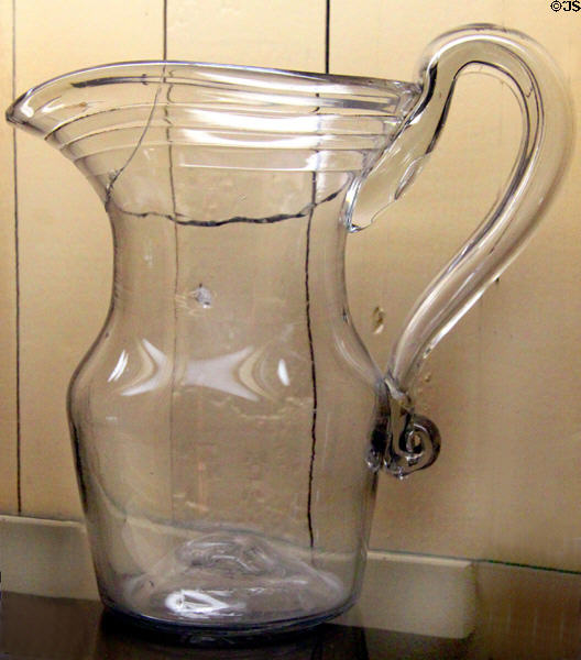 Clear blown glass pitcher (1815-25) attr: Zanesville at Stone Academy Museum. Zanesville, OH.