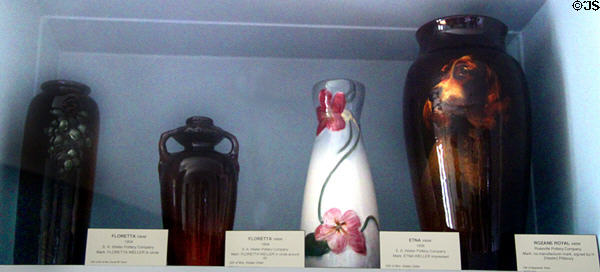 Weller Pottery vases at Mathews House Museum. Zanesville, OH.