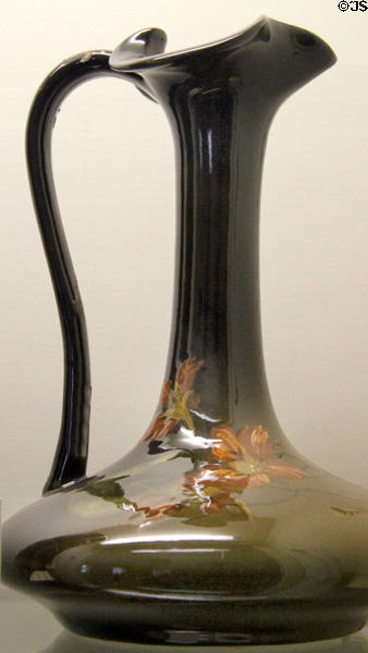 Louwelsa ewer with daffodil (1895-1918) by S.A. Weller Pottery Co. at Mathews House Museum. Zanesville, OH.