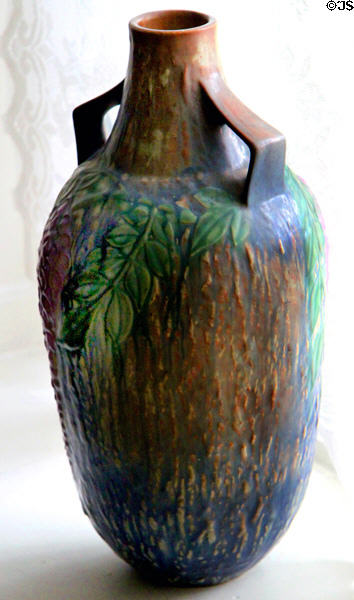 Wisteria jug (1938) by Roseville Pottery Co. of Zanesville at Mathews House Museum. Zanesville, OH.