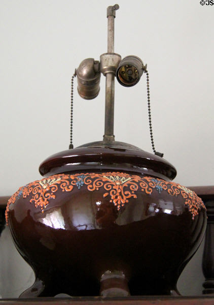 Turada lamp base (1897-1998) by S.A. Weller Pottery Co. at Mathews House Museum. Zanesville, OH.