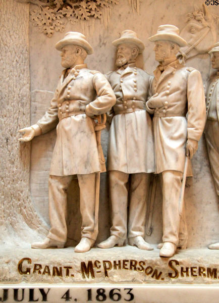 Grant, McPherson & Sherman on Vicksburg victory relief at Ohio State Capitol. Columbus, OH.