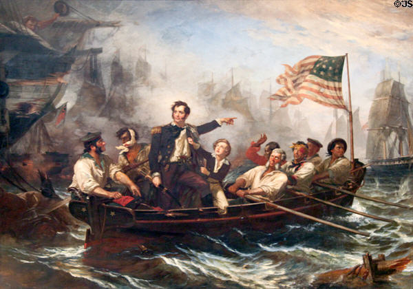 Perry's Victory on Lake Erie on Sept. 10, 1813 painting (1857) by William Henry Powell at Ohio State Capitol. Columbus, OH.
