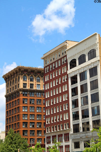 Atlas Building (1905) (8 East Long St.) plus High-Long Building (1926) & former J.C. Penney Store (106 N. High St.). Columbus, OH. Architect: Frank L. Packard.