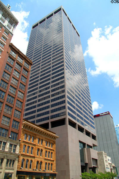 James A. Rhodes State Office Tower (1973) dominates E. Broad streetscape. Columbus, OH.
