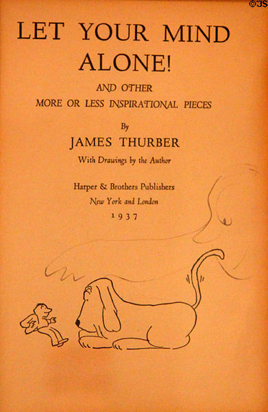 Let Your Mind Alone! book cover by James Thurber (1937) at The James Thurber House. Columbus, OH.