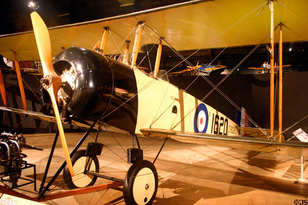 British A.V. Roe (Avro) 504K (1918) biplane replica at National Museum of USAF. Dayton, OH.