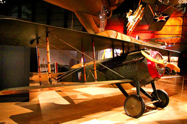 SPAD VII (1916) biplane as flown by Americans in French Lafayette Escadrille & then WWI American Expeditionary Force (AEF) at National Museum of USAF. Dayton, OH.