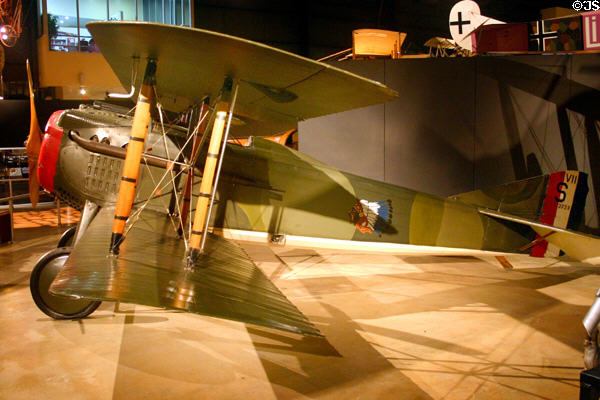 SPAD VII (1916) biplane had structure to sustain dives at National Museum of USAF. Dayton, OH.