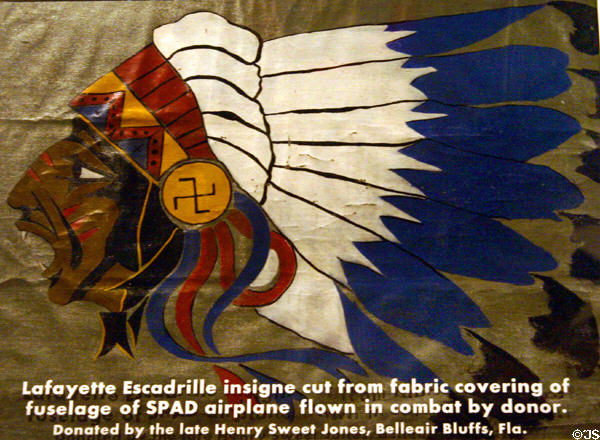 Insignia (1918) of Lafayette Escadrille of American pilots who flew for France in WWI at National Museum of USAF. Dayton, OH.