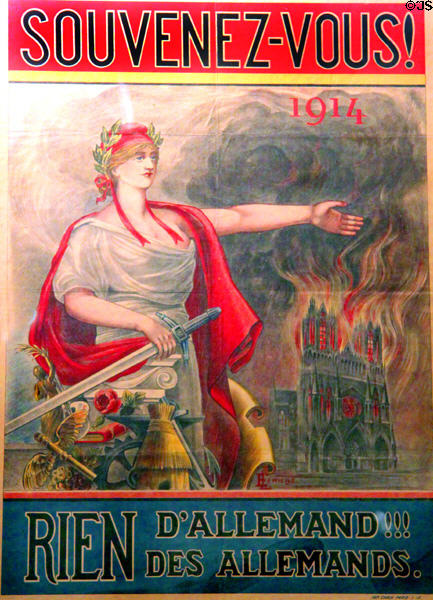 World War I poster (1915) to remember German invasion by Imp. Chaix of Paris at National Museum of USAF. Dayton, OH.