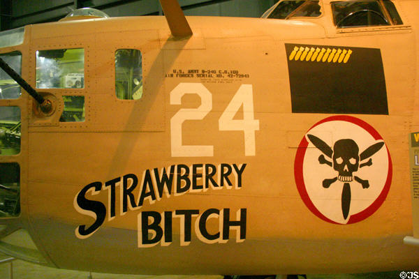 Nose art of Consolidated B-24D Liberator (1943-4) bomber at National Museum of USAF. Dayton, OH.