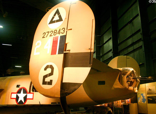 Tail of Consolidated B-24D Liberator (1943-4) bomber at National Museum of USAF. Dayton, OH.