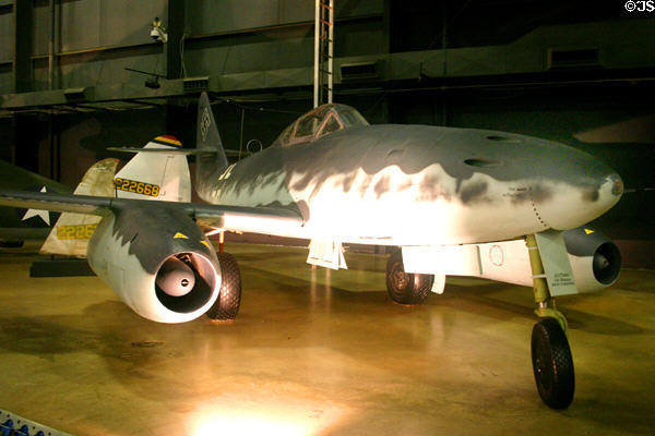 German Messerschmitt Me 262A Schwalbe (Swallow) (1942-44) jet fighter at National Museum of USAF. Dayton, OH.
