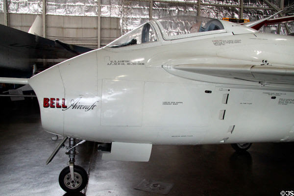 Nose of Bell X-5 (1951) variable sweep wing test plane at National Museum of USAF. Dayton, OH.