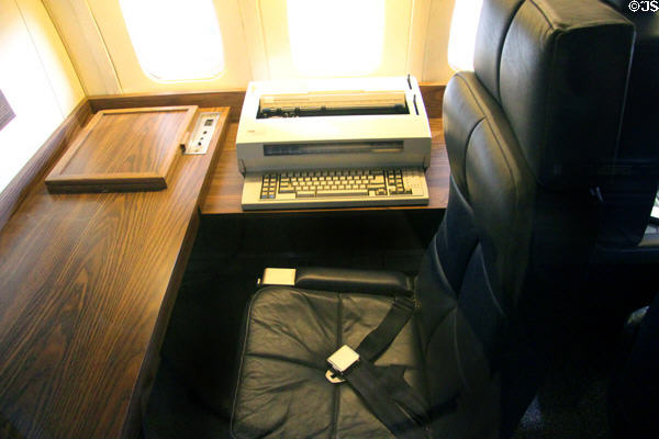 Typewriter aboard Boeing VC-137C SAM 26000 (1962) presidential Air Force One at National Museum of USAF. Dayton, OH.