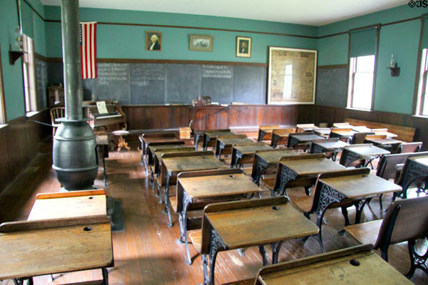 Interior of Locust Grove School # 12 (1896) at Carillon Historical Park. Dayton, OH.