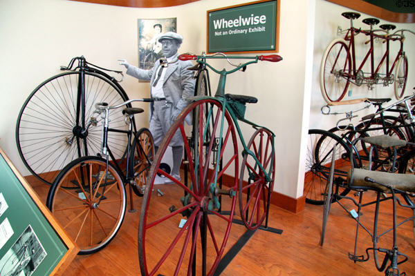 Collection of antique bicycles (19thC) at Carillon Historical Park. Dayton, OH.