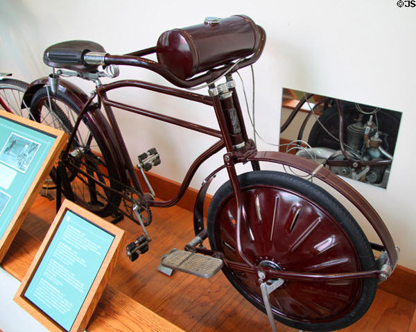 Dayton Motorwheel bicycle or motorcycle (1917) by Davis Sewing Machine Co. of Dayton, OH at Carillon Historical Park. Dayton, OH.