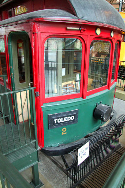 Toledo Port Clinton & Lakeside Railroad self-propelled electric car driver's end at Carillon Historical Park. Dayton, OH.