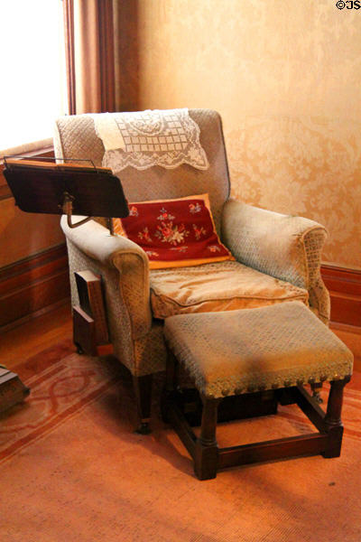 Orville Wright's chair with reading stand in library at Hawthorn Hill. Dayton, OH.
