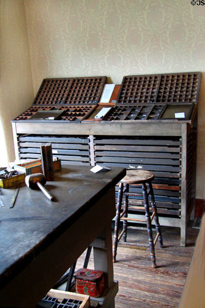 Printing equipment used by Wright Bros. in their printing business (c1880s-1899) at Wright Cycle shop. Dayton, OH.