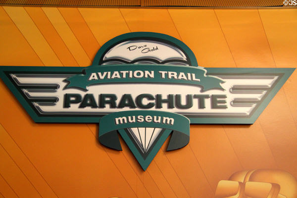 Aviation Trail Parachute Museum sign at Dayton Aviation Heritage National Historical Park. Dayton, OH.