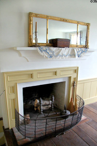 Dining room fireplace & mirror at Johnston Farm. Piqua, OH.