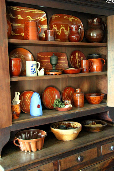 Ceramic plates & bowls in pantry at Johnston Farm. Piqua, OH.