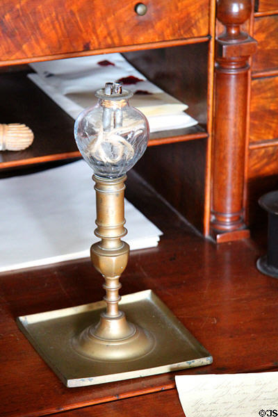 Oil lamp on desk at Johnston Farm. Piqua, OH.