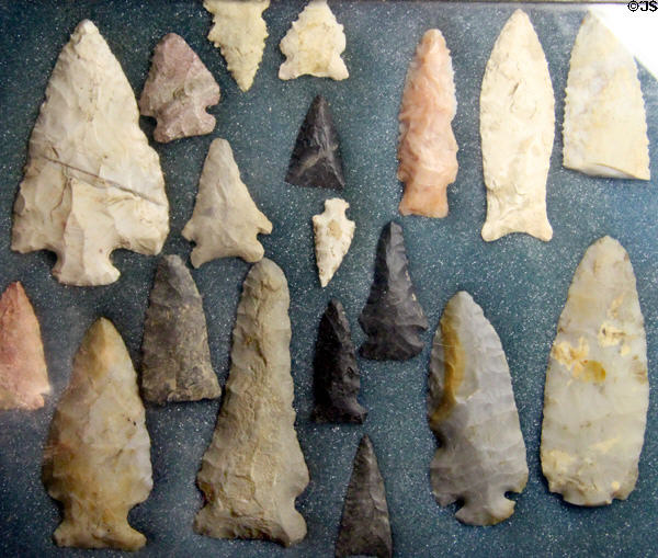 Collection of arrowheads at Johnston Farm Museum. Piqua, OH.