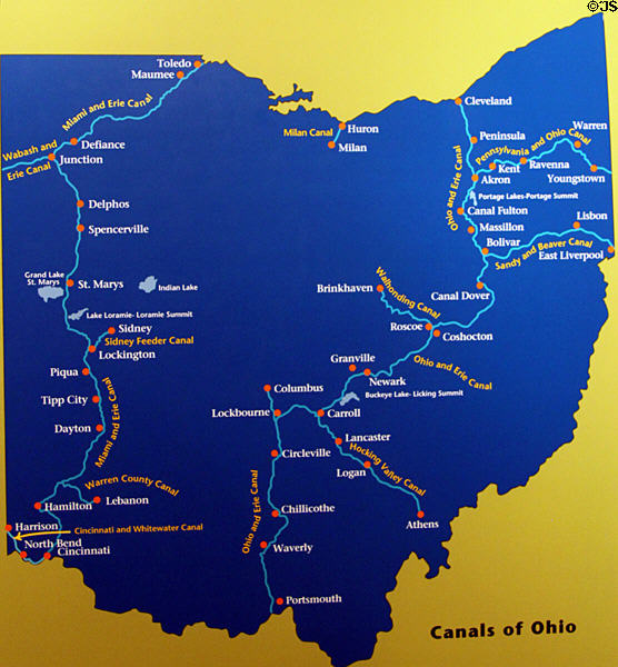Map of two primary canal systems of early Ohio at Johnston Farm Museum. Piqua, OH.