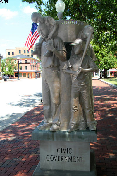 Sculpture of Civic Government (2001) by George Danhires at Shelby County Courthouse. Sidney, OH.