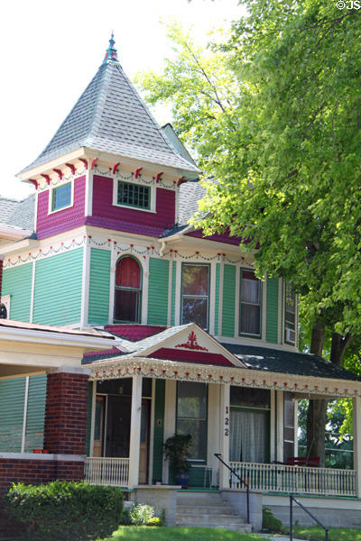 Multicolored Queen Anne heritage house. Sidney, OH.