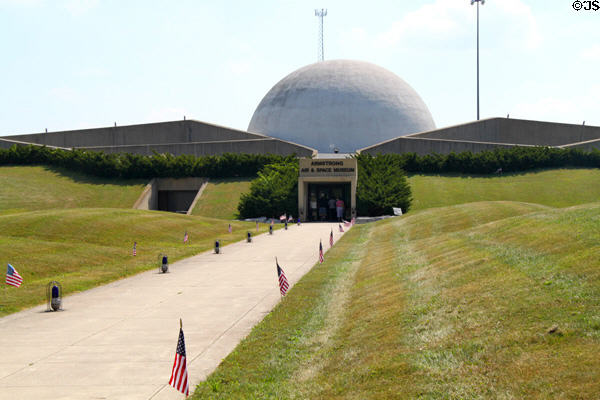 Neil Armstrong Air & Space Museum (1972) which is partially underground in a concept of a moon base. Wapakoneta, OH.