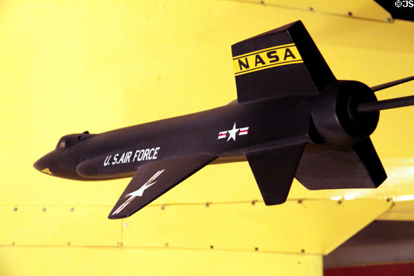 Model of X-15 rocket plane which Armstrong tested at Neil Armstrong Museum. Wapakoneta, OH.