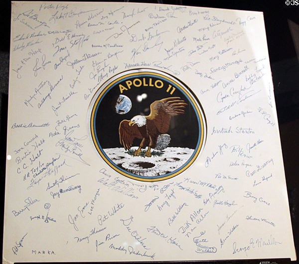 Apollo 11 logo signed by participants in lunar program at Neil Armstrong Museum. Wapakoneta, OH.