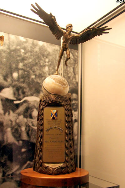 Wings of Man trophy (1975) presented to Armstrong at Neil Armstrong Museum. Wapakoneta, OH.