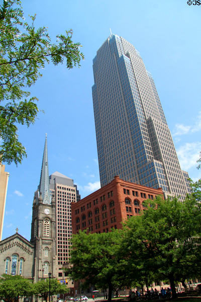 Old Stone Church, Marriott at Key Center, Society National Bank & Key Tower on Public Square. Cleveland, OH.