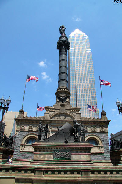 Cleveland's Soldiers' & Sailors' Monument with bronze naval mortar battle group. Cleveland, OH.