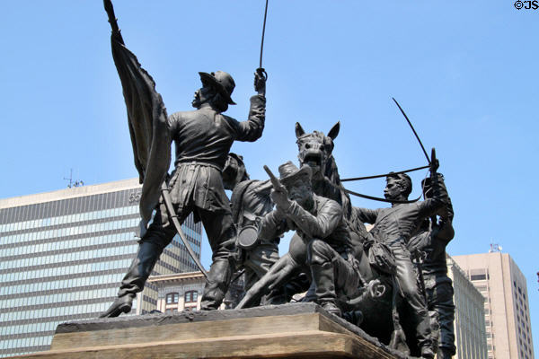 Cavalry statuary group before Cleveland's Soldiers' & Sailors' Monument. Cleveland, OH.